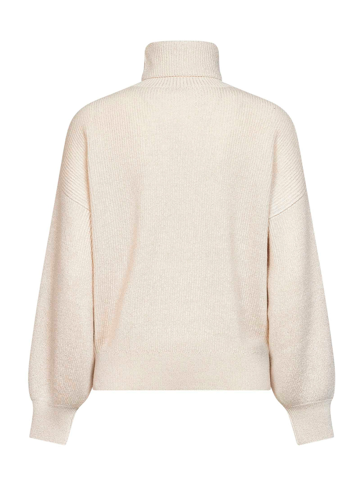 Brunello Cucinelli Women Butter Lamé Cashmere Blend Knit Turtleneck Sweater
