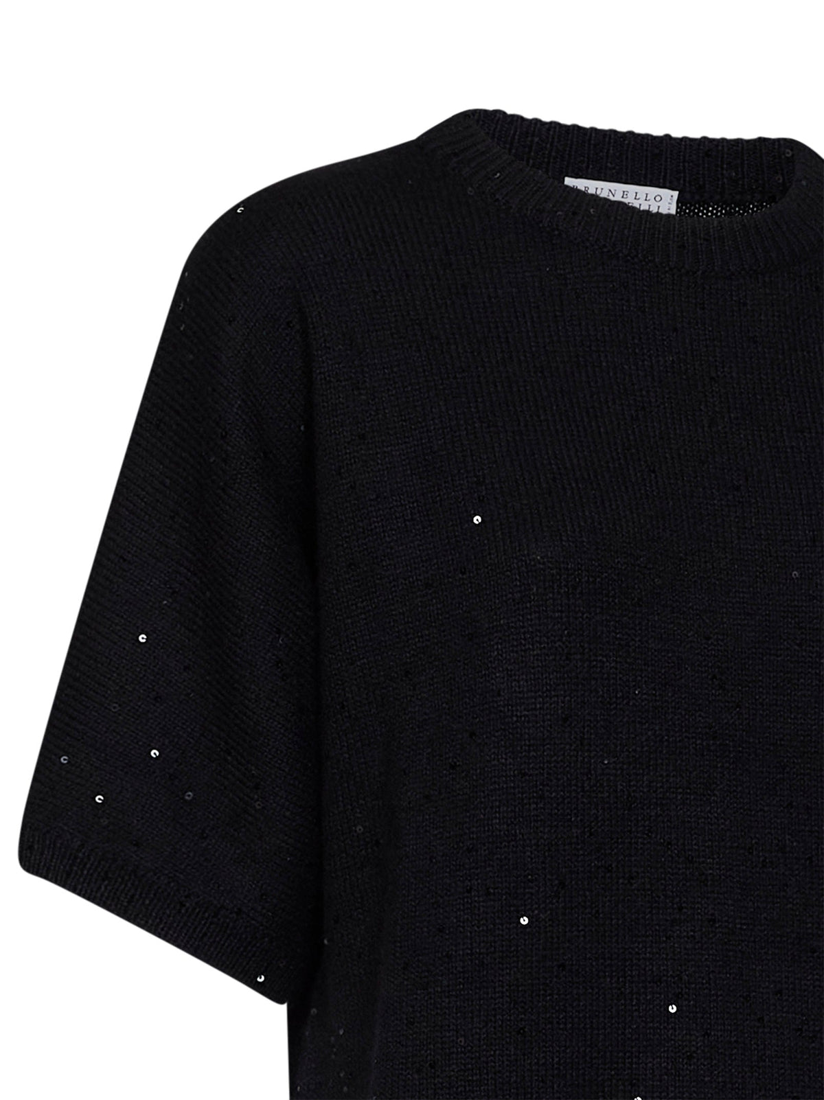 Brunello Cucinelli Women Black Sequin-Embellished Cashmere And Silk Sweater
