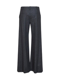 Brunello Cucinelli Women Medium Grey Virgin Wool And Cashmere Wide Flare Trousers
