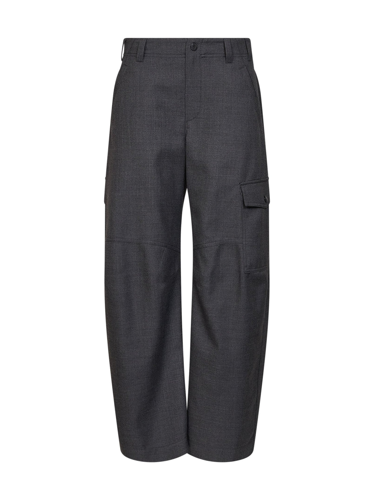 Brunello Cucinelli Women Dark Grey Virgin Wool Twill Barrel Cargo Trousers