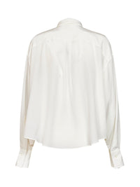 Brunello Cucinelli Women Natural Crêpe De Chine Shirt With Tie And Shiny Collar
