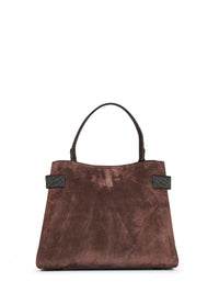 Brunello Cucinelli Women Espresso Essence Top-Handle Bag With Precious Bands