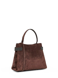 Brunello Cucinelli Women Espresso Essence Top-Handle Bag With Precious Bands