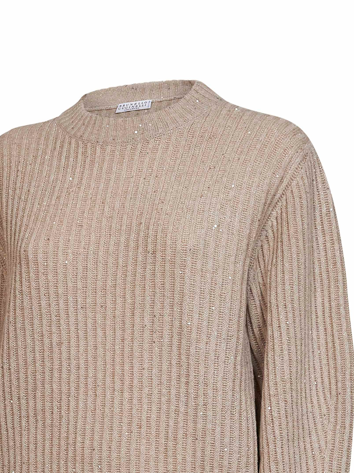 Brunello Cucinelli Women Beige Sparkling & Dazzling Sweater