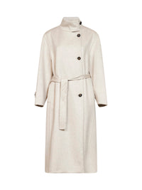 Brunello Cucinelli Women Ivory Double-Breasted Cashmere Coat