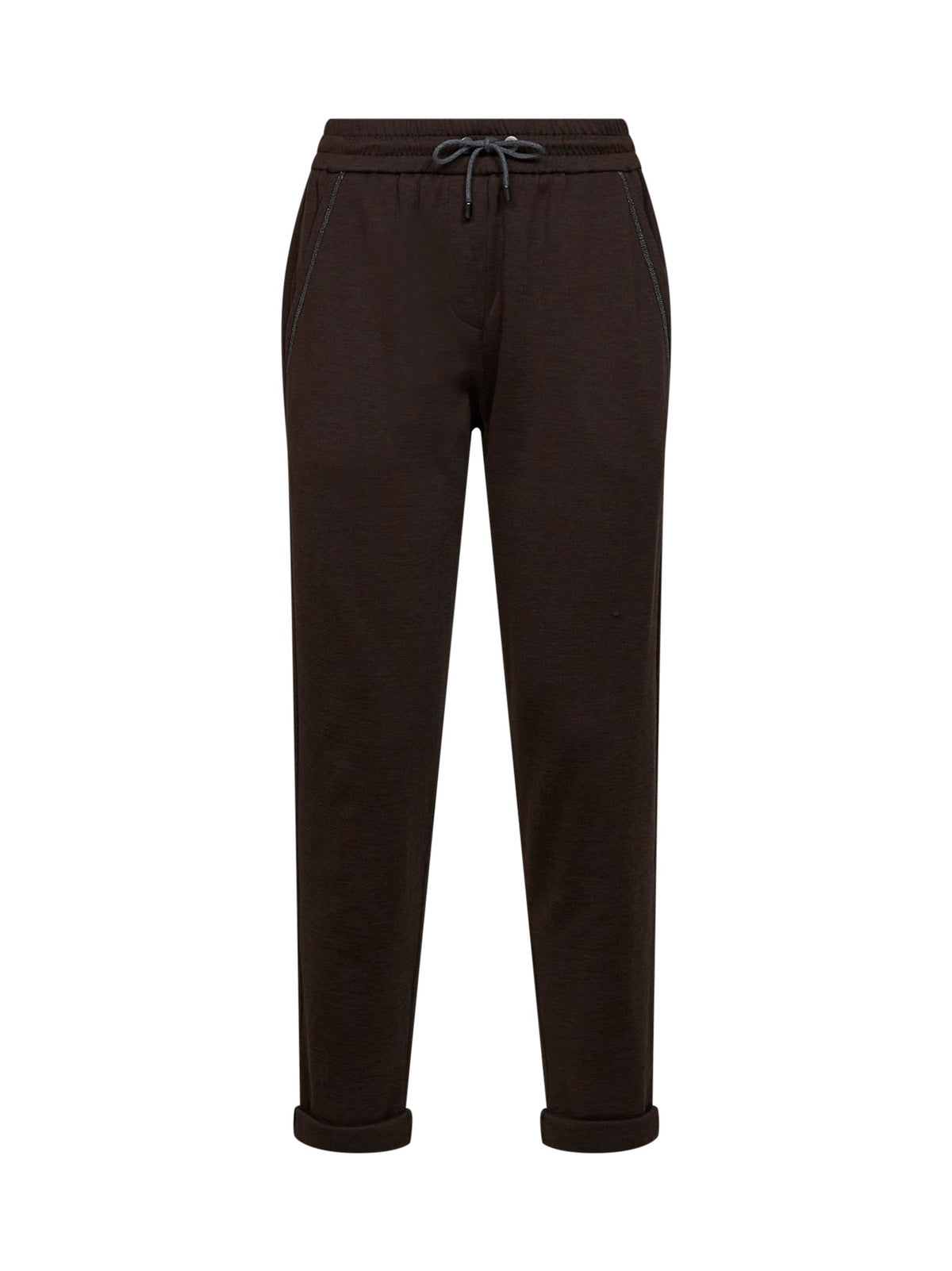 Brunello Cucinelli Women Brown Shiny Pocket Detail Trousers