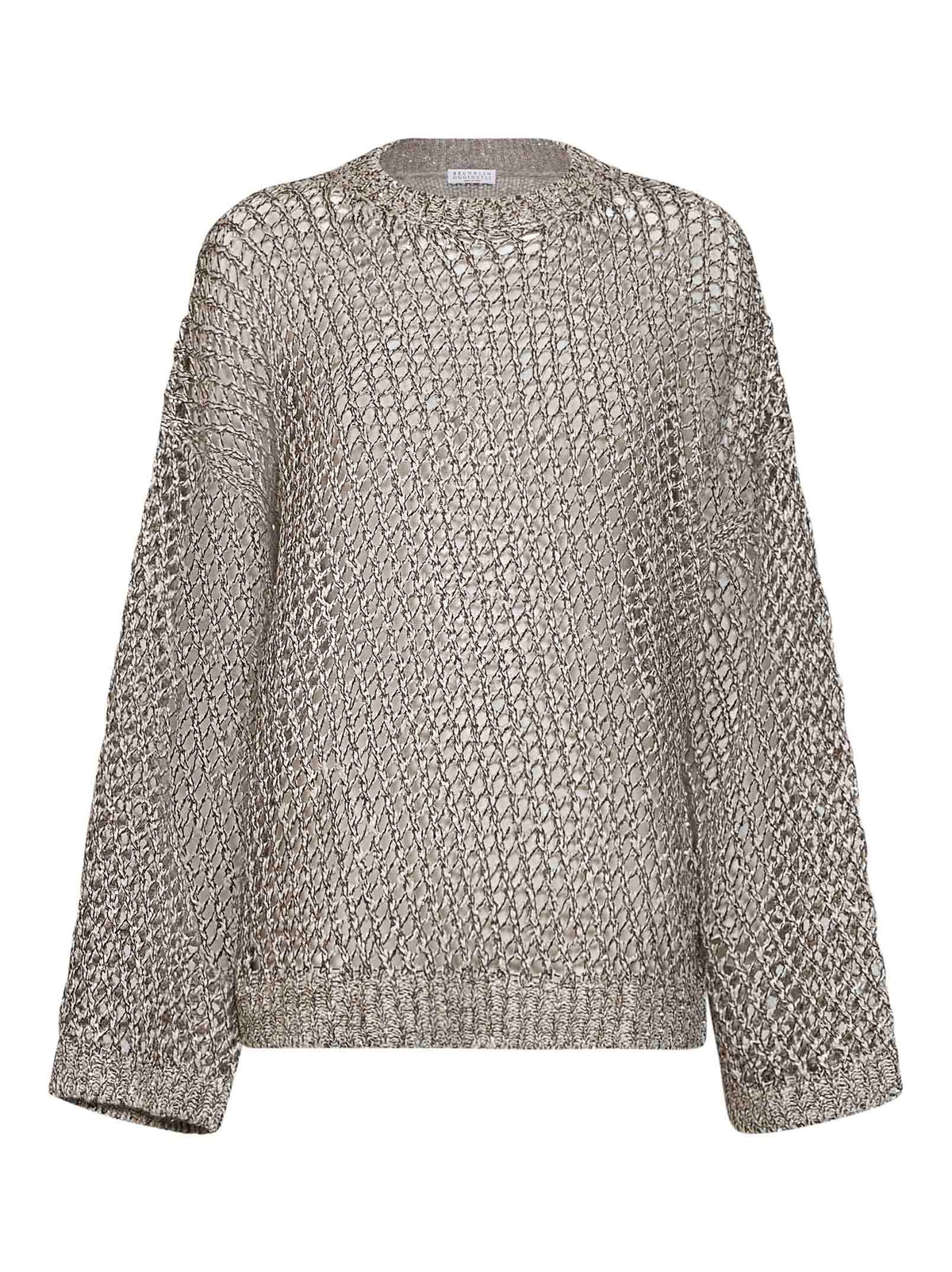 Brunello Cucinelli Women Rope Silk And Linen Net Knit Dazzling Chiné Sweater