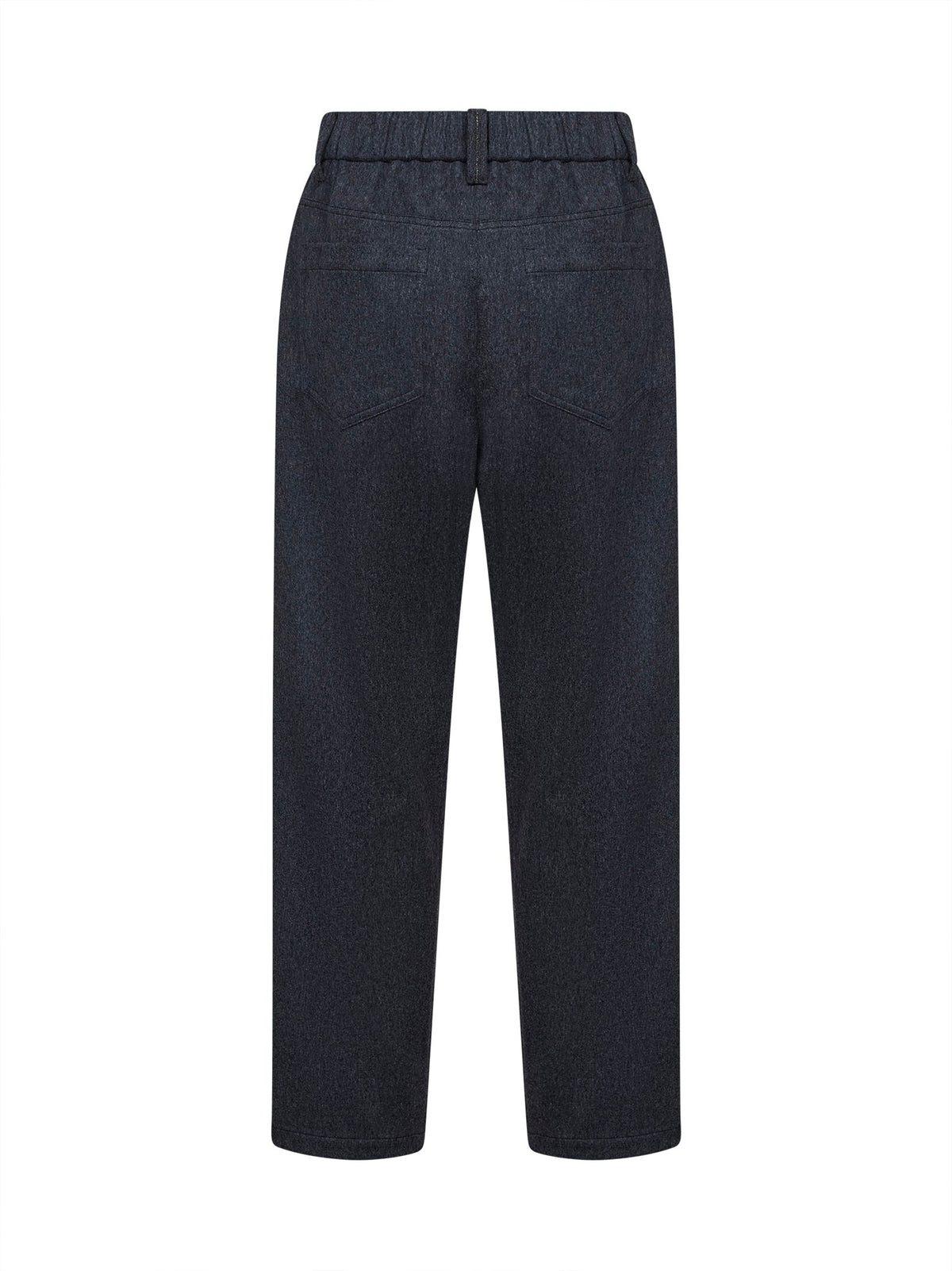 Brunello Cucinelli Women Anthracite Wool Flannel Baggy Trousers With Monili