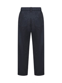 Brunello Cucinelli Women Anthracite Wool Flannel Baggy Trousers With Monili