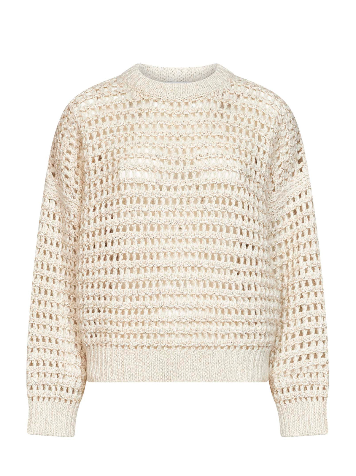 Brunello Cucinelli Women Ivory Sequin Net Knit Sweater