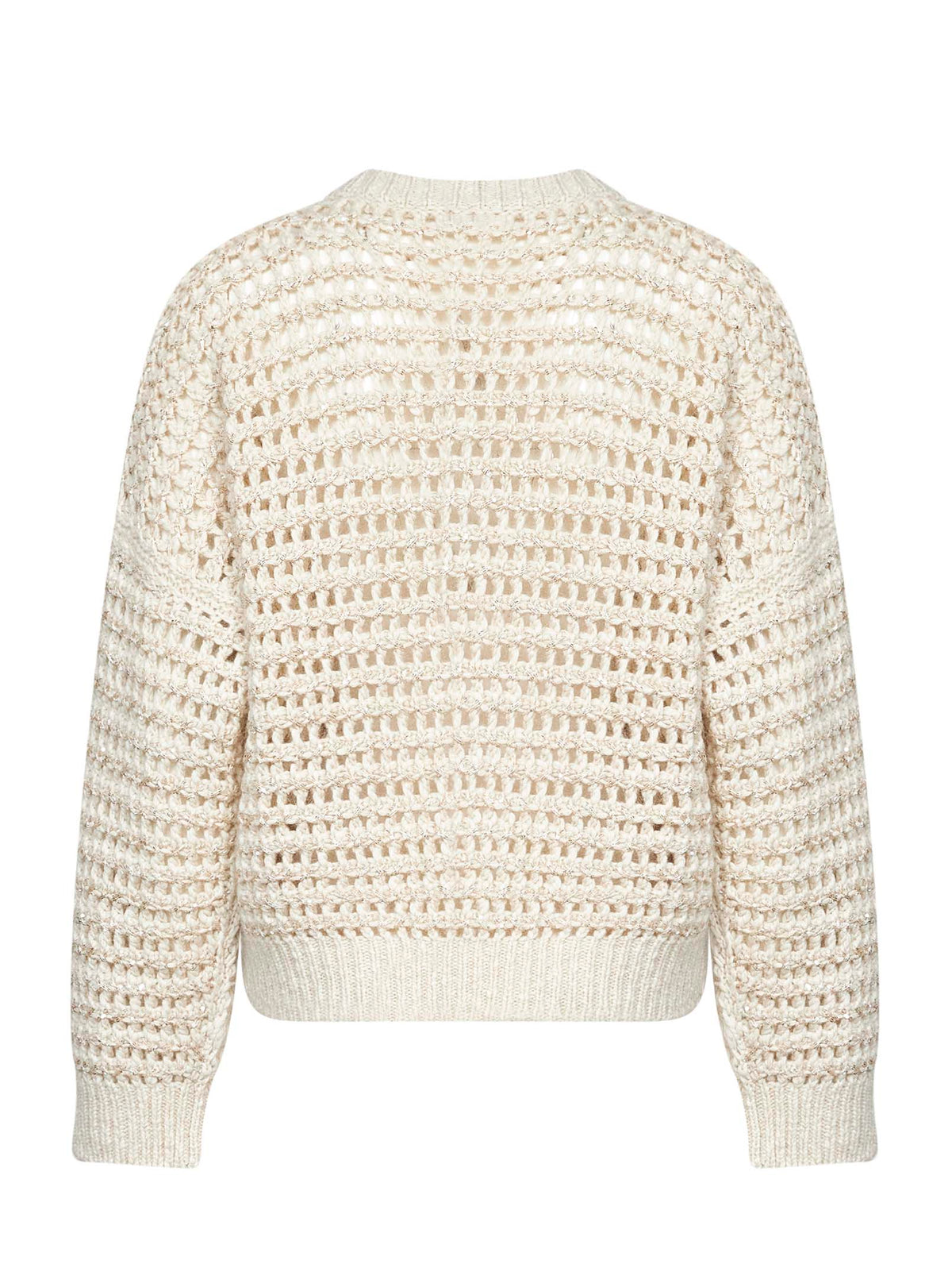 Brunello Cucinelli Women Ivory Sequin Net Knit Sweater
