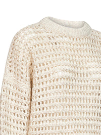 Brunello Cucinelli Women Ivory Sequin Net Knit Sweater