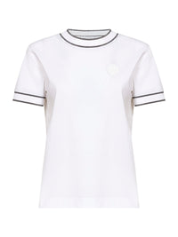 Brunello Cucinelli Women White Stretch Cotton Piqué Logo T-Shirt