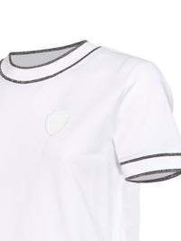 Brunello Cucinelli Women White Stretch Cotton Piqué Logo T-Shirt