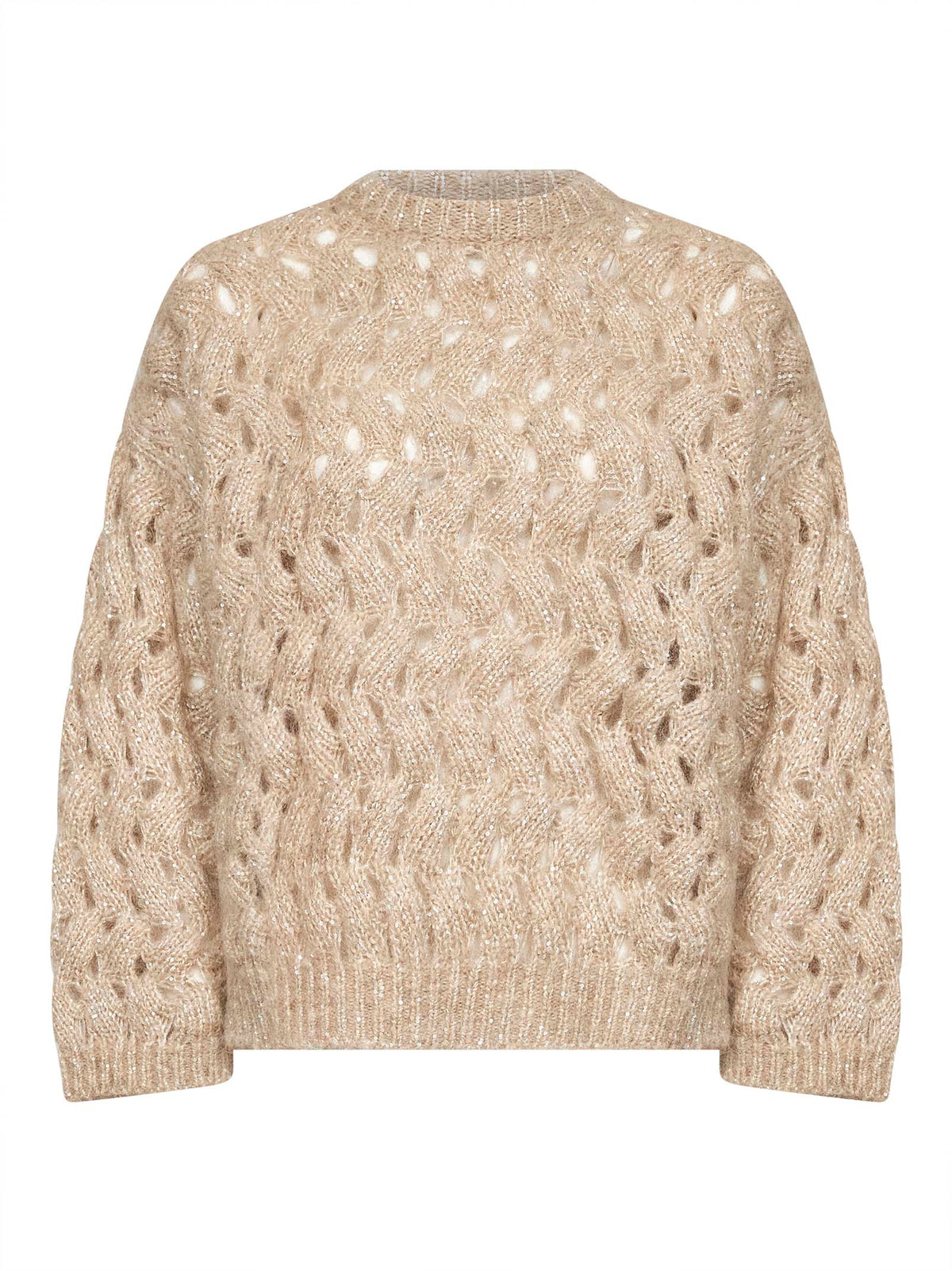 Brunello Cucinelli Women Sand Dazzling Zigzag Cables Sweater