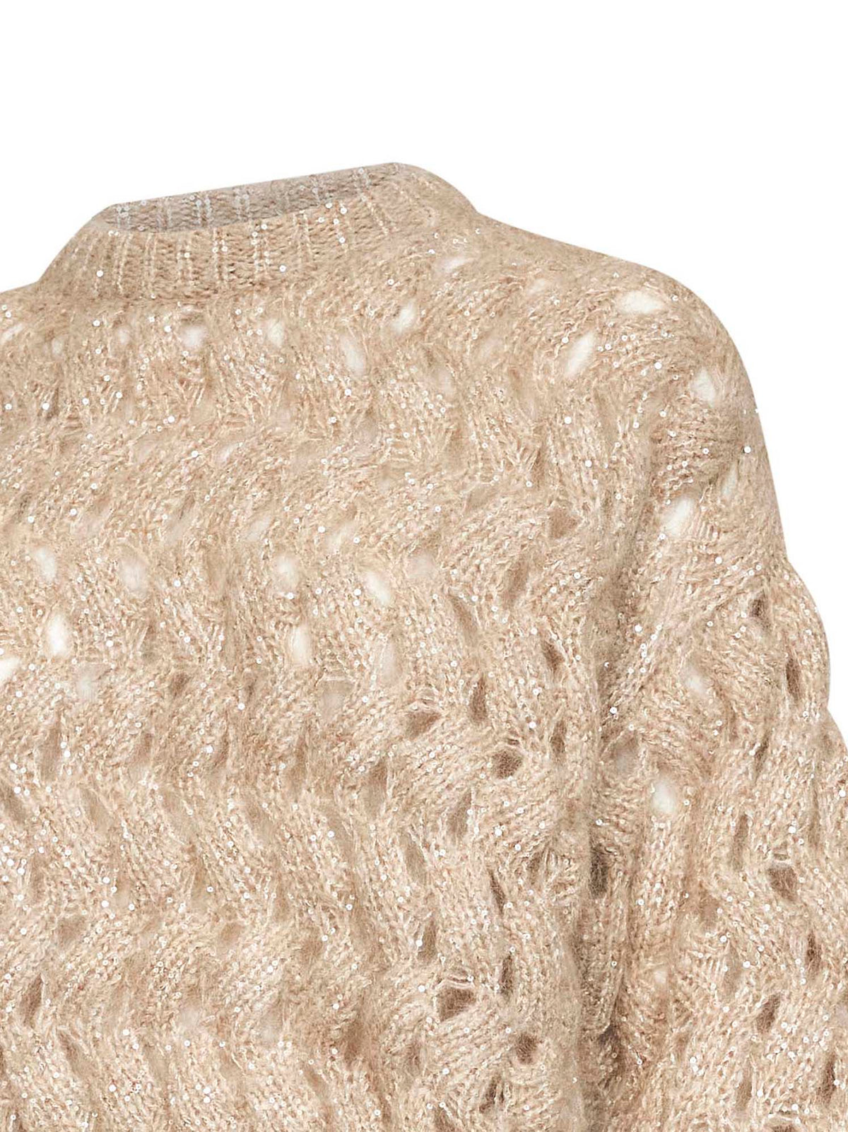 Brunello Cucinelli Women Sand Dazzling Zigzag Cables Sweater