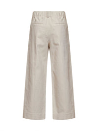 Brunello Cucinelli Women Oat Milk Denim-Effect Twill A-Line Pleated Trousers