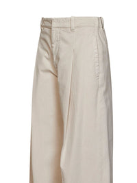 Brunello Cucinelli Women Oat Milk Denim-Effect Twill A-Line Pleated Trousers