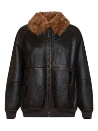 Brunello Cucinelli Women Brown Vintage-Effect Nappa Leather Jacket