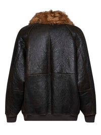 Brunello Cucinelli Women Brown Vintage-Effect Nappa Leather Jacket
