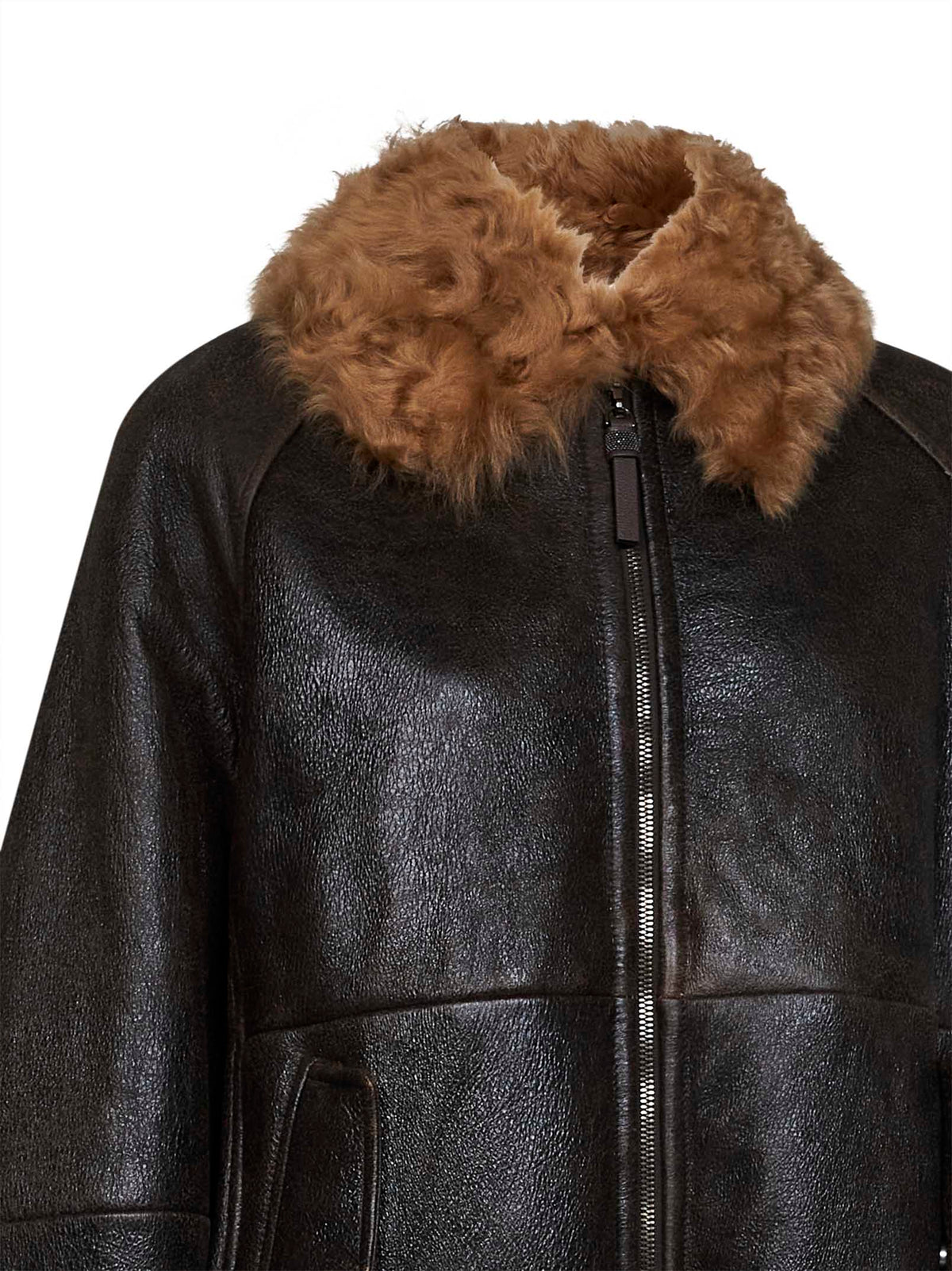 Brunello Cucinelli Women Brown Vintage-Effect Nappa Leather Jacket