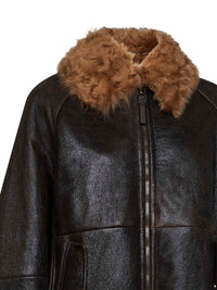 Brunello Cucinelli Women Brown Vintage-Effect Nappa Leather Jacket
