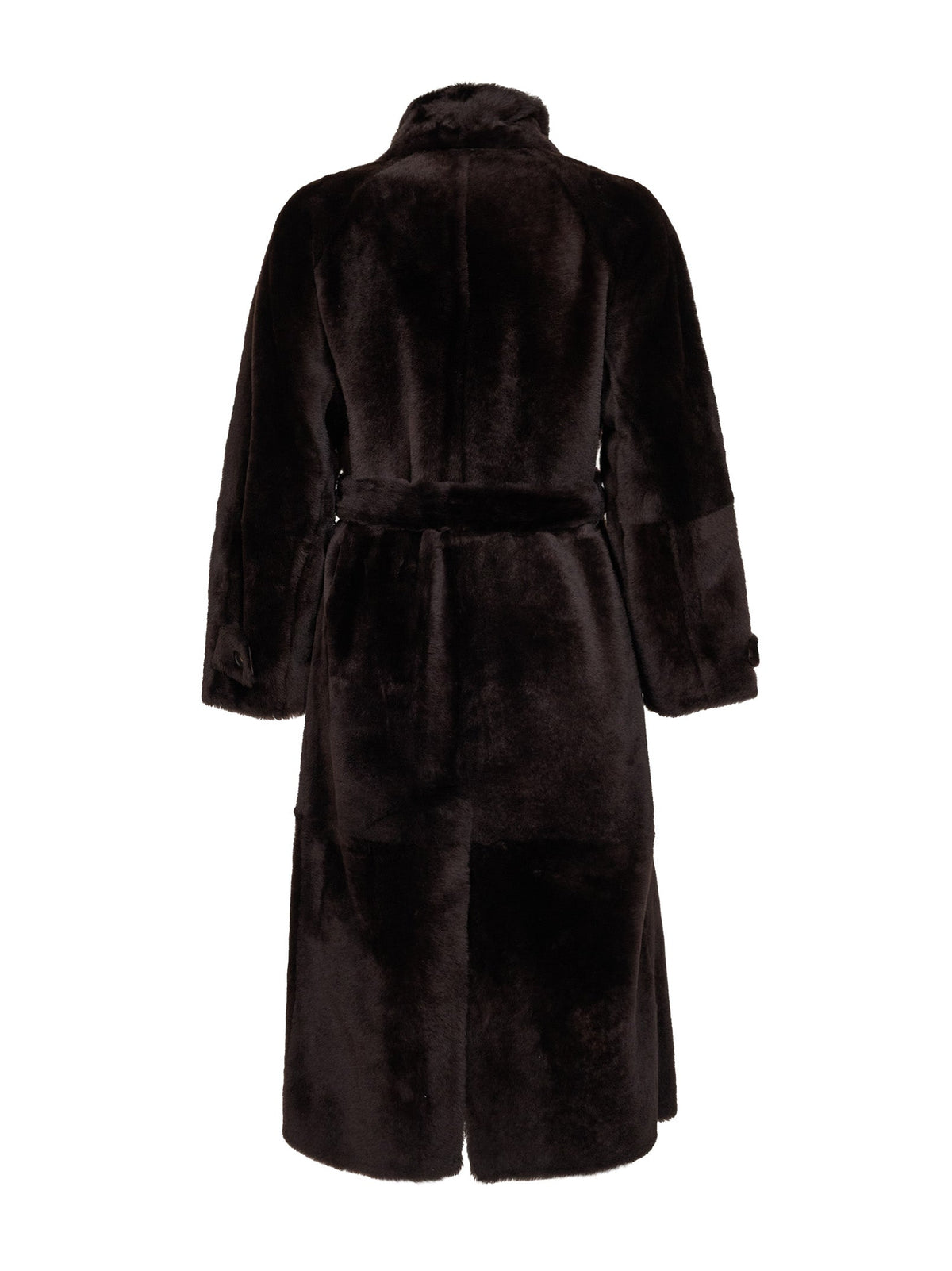 Brunello Cucinelli Women Dark Brown Shearling Belted Coat