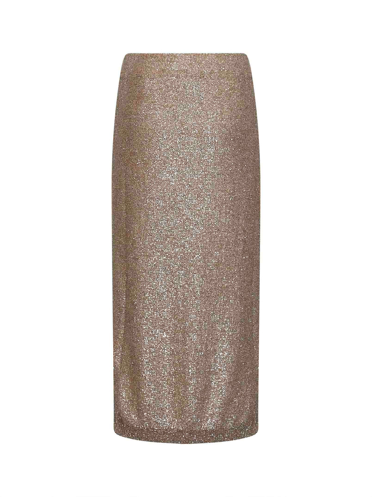 Brunello Cucinelli Women Light Brown Mohair-Blend Knit Dazzling Texture Long Skirt