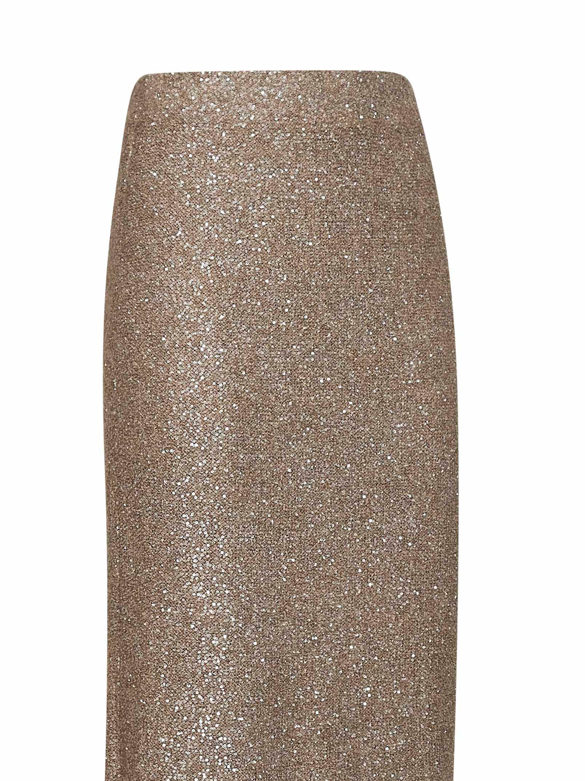 Brunello Cucinelli Women Light Brown Mohair-Blend Knit Dazzling Texture Long Skirt