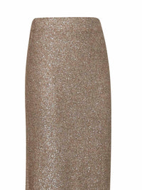 Brunello Cucinelli Women Light Brown Mohair-Blend Knit Dazzling Texture Long Skirt