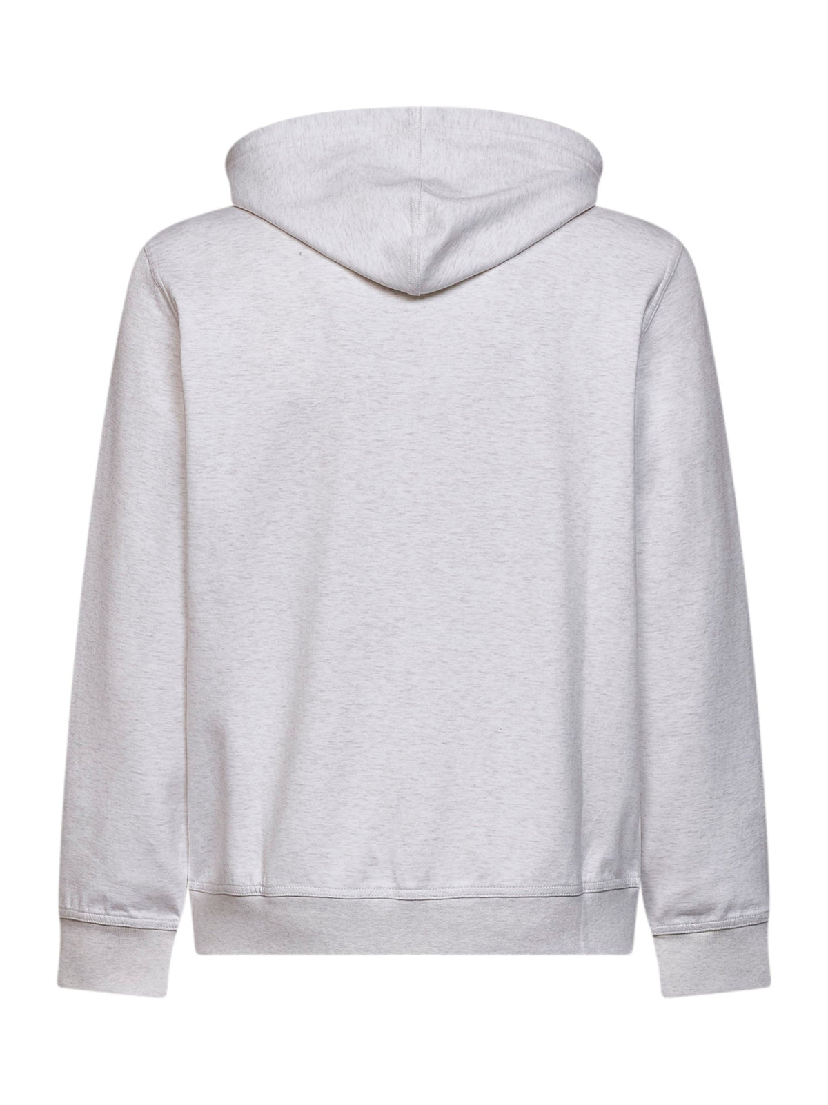 Brunello Cucinelli Men Travertine White Techno Cotton Double Jersey Zip-Up Hoodie