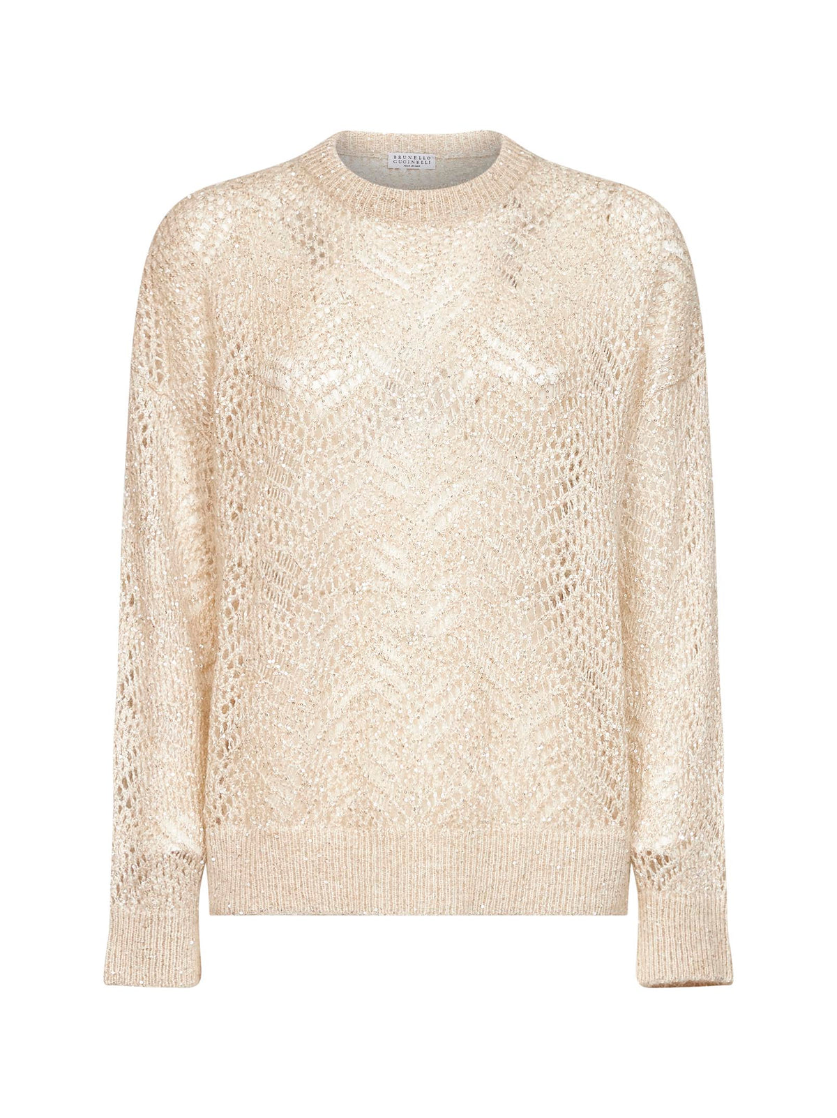 Brunello Cucinelli Women Ivory Dazzling Abstract Leaf Sweater