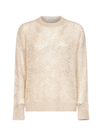 Brunello Cucinelli Women Ivory Dazzling Abstract Leaf Sweater