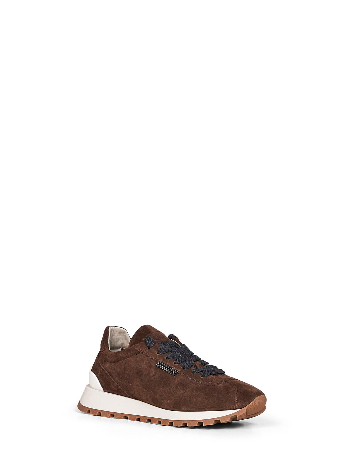 Brunello Cucinelli Women Espresso Suede Runners With Shiny Tab