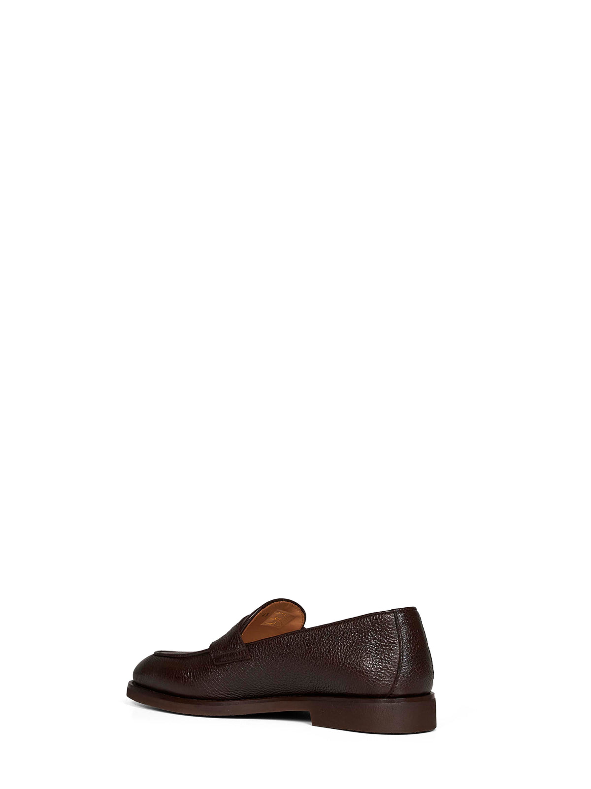 Brunello Cucinelli Men Dark Brown Grained Calf Leather Penny Loafers