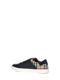 Burberry Men Stevie Check Canvas And Leather Sneakers By Burberry