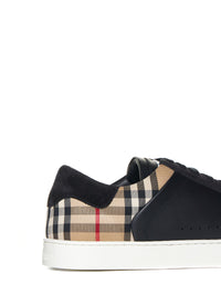 Burberry Men Stevie Check Canvas And Leather Sneakers By Burberry