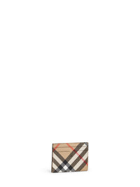 Burberry Men Sand Beige Check Credit Card Holder