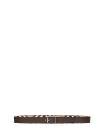 Burberry Men Sand Beige And Military Brown Reversible B Buckle Check Belt