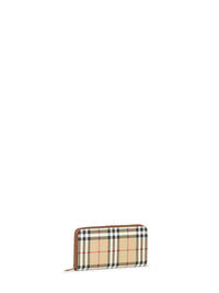 Burberry Women Archive Beige And Brier Brown Check Zip-Around Wallet