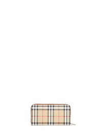 Burberry Women Archive Beige And Brier Brown Check Zip-Around Wallet