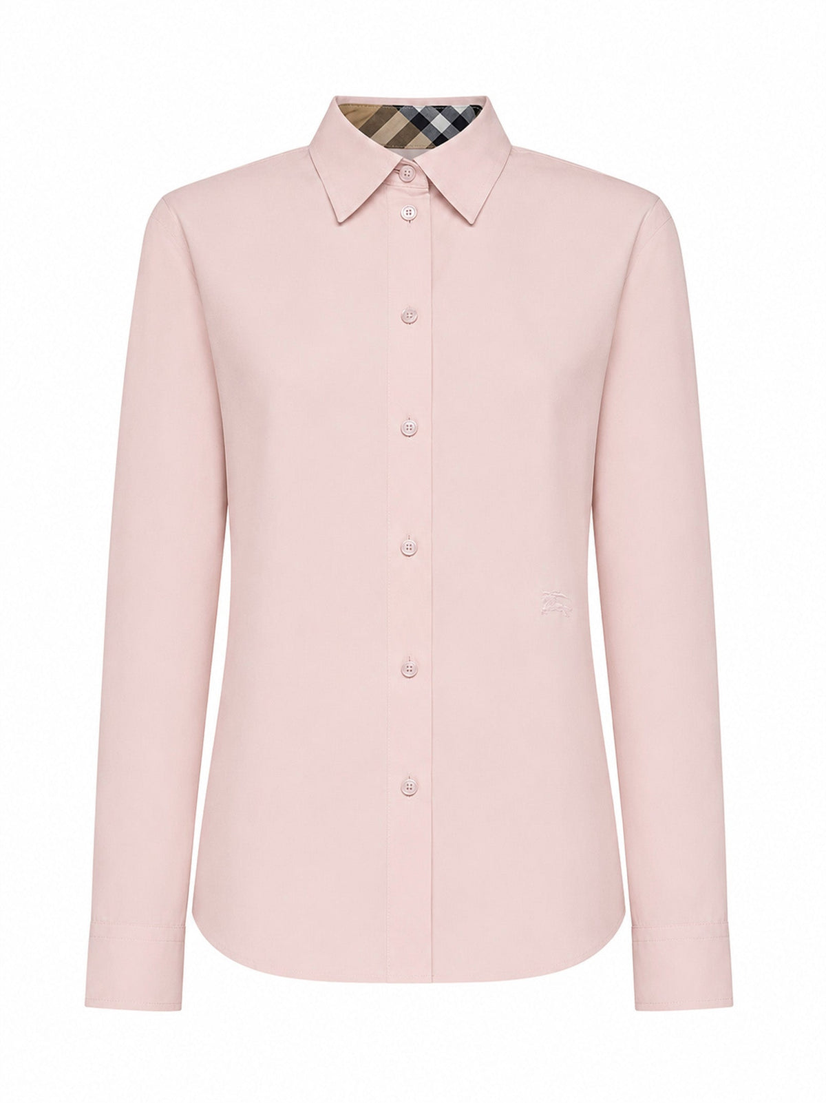 Burberry Women Pink Cotton Poplin Shirt With Ekd Embroidery