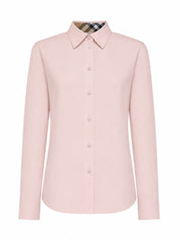 Burberry Women Pink Cotton Poplin Shirt With Ekd Embroidery