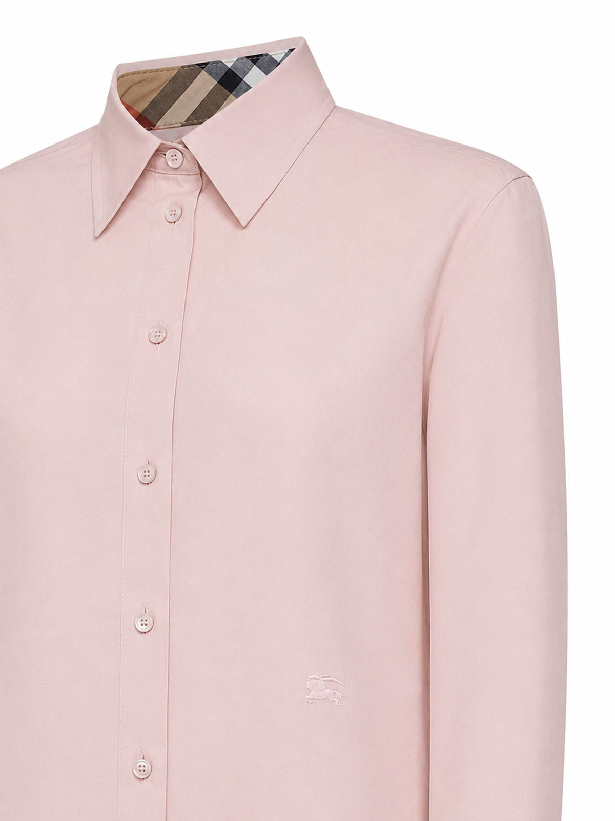 Burberry Women Pink Cotton Poplin Shirt With Ekd Embroidery