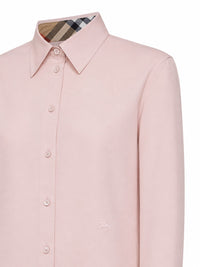 Burberry Women Pink Cotton Poplin Shirt With Ekd Embroidery