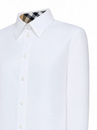 Burberry Women White Cotton Poplin Shirt With Ekd Embroidery