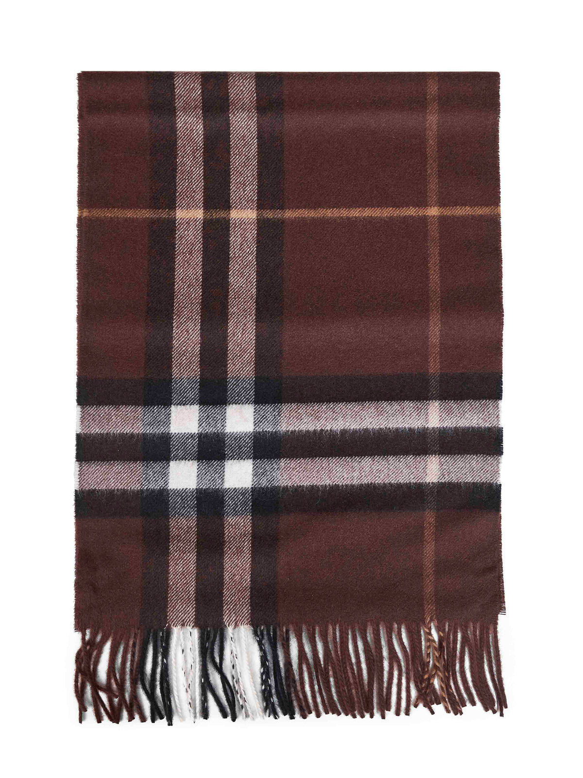 Burberry Women Treacle Brown Check Cashmere Scarf