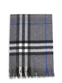 Burberry Women Grey Cashmere Check Scarf<Br/>