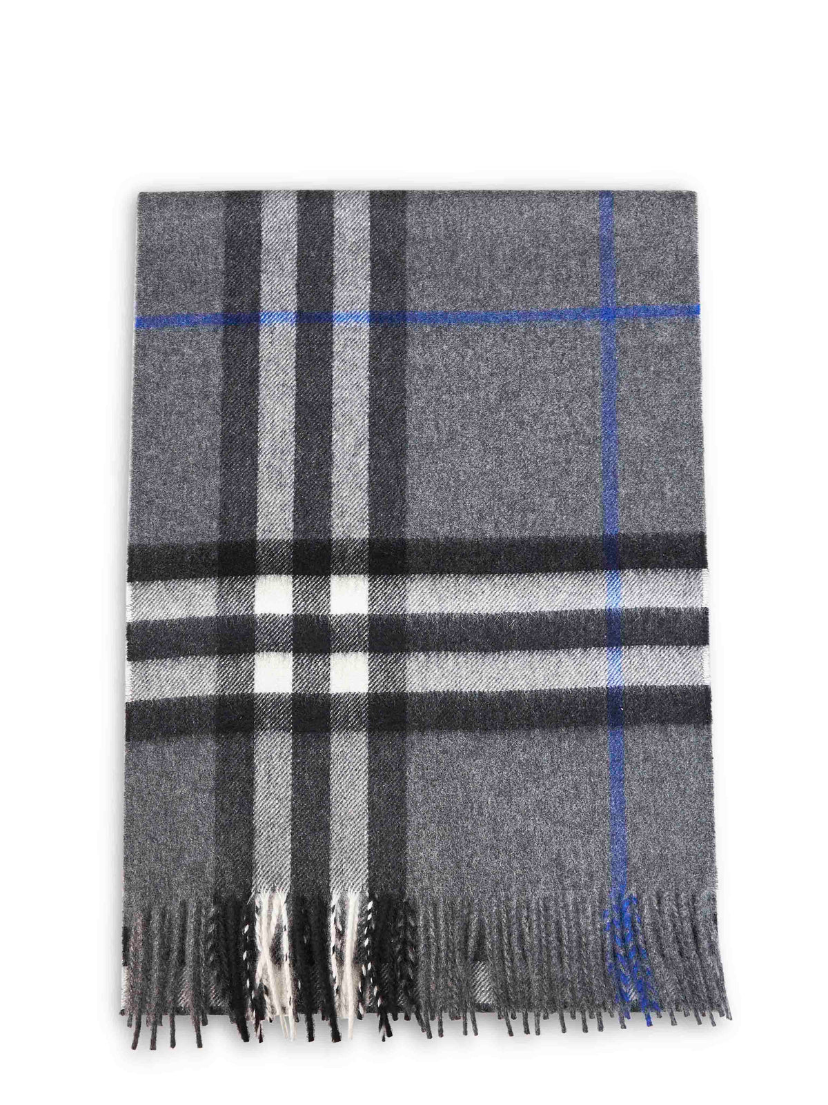 Burberry Women Grey Cashmere Check Scarf<Br/>