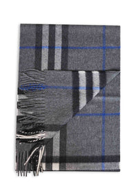 Burberry Women Grey Cashmere Check Scarf<Br/>